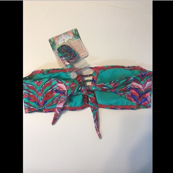 NWT! Luli Fama Strappy V Cut Out Print Bandeau Top - Picture 6 of 7